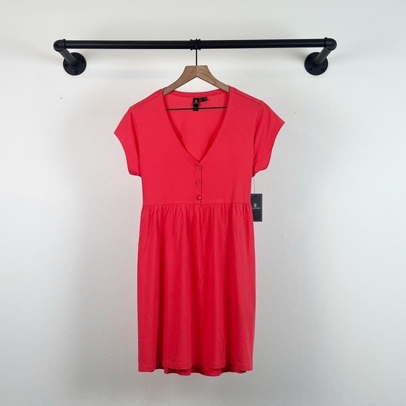 NWT Volcom Nothin But Stone Babydoll Short Sleeve Button Front Mini Dress - Picture 6 of 10